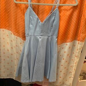 Stylish Blue Spaghetti Strap Dress